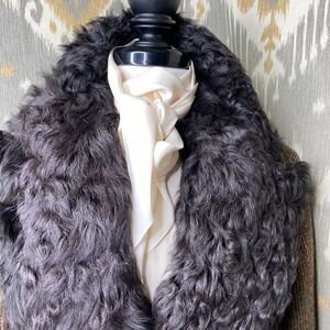 Ralph Lauren Fall 2011 Runway Olive Plaid Wool Tweed Shearling Collar Wrap Coat